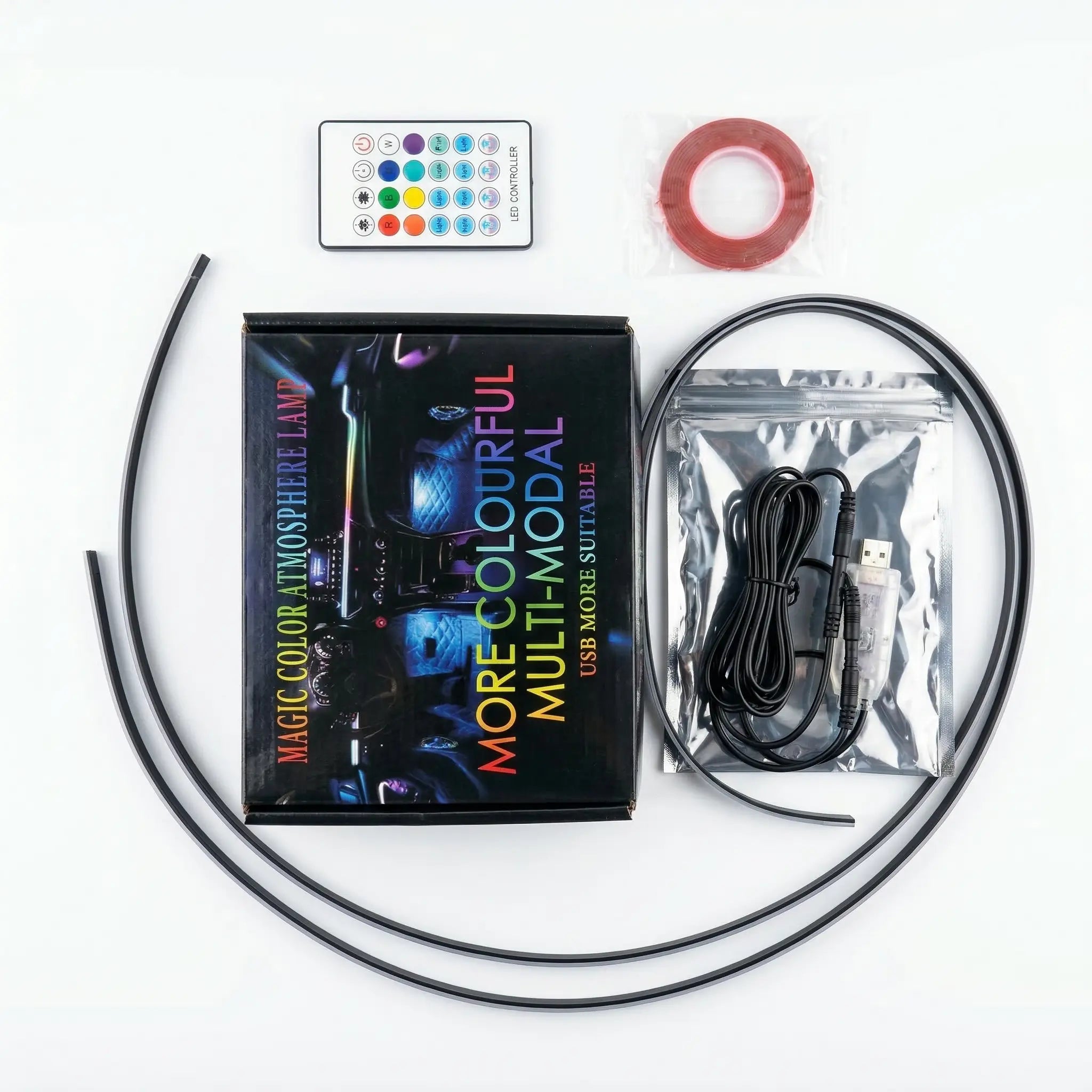 Ceesooi Smart 2 in 1 Car LED Interior Lights, USB Powered RGB Ambient Lighting Strip Kit with App Control, Music Sync, DIY Mode 110Cm+110Cm, Multi Color Car Decor Accessories for Cars Trucks, Gift for Men Women