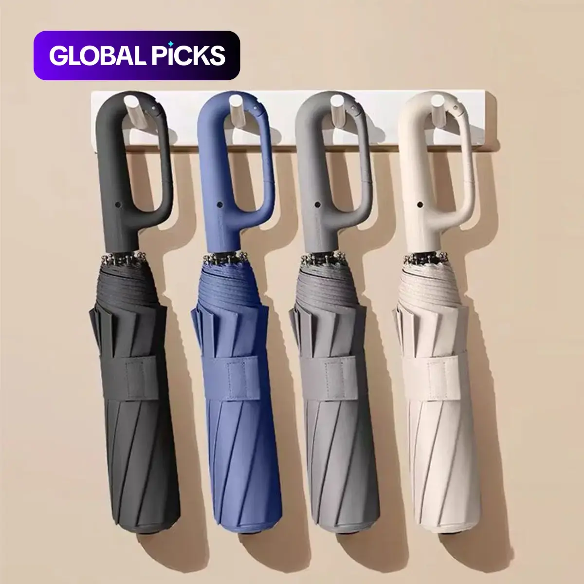 Automatic Folding Umbrella, 1 Count/60Pcs Portable Rain Umbrella with Loop Buckle, Windproof & Waterproof Umbrella for Men & Women #GLOBAL PICKS