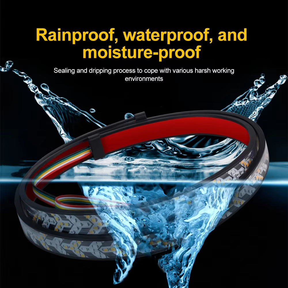 Car Strip Turn Signal Lamp Flowing Dynamic Warning Brake Reverse Tail Light Truck LED Tailgate Light Arrow LED Strip 12V 24V